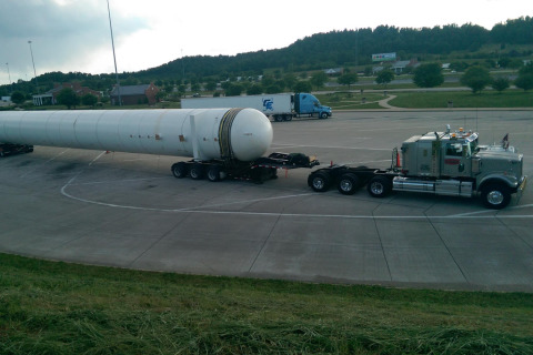 Hitching an oversize load on a removable gooseneck trailer to a Parish Transport truck