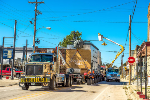 Heavy haul transport vehicle from Parish Transport on the road