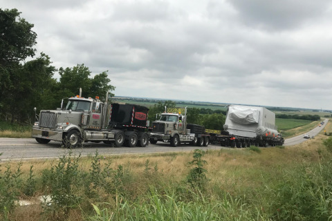 Heavy haul transport vehicles from Parish Transport on the road