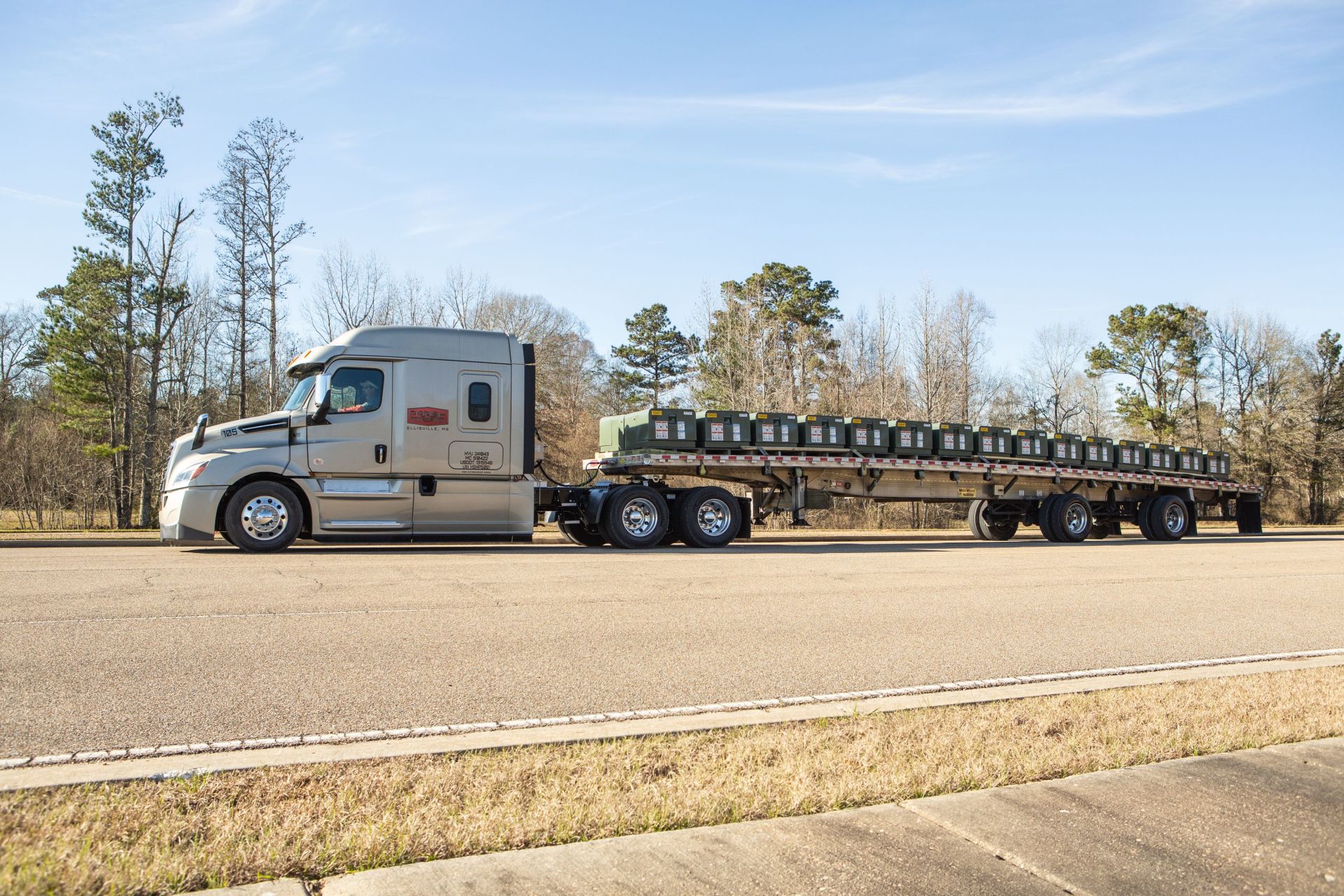 Flatbed trailer from Parish Transport, heavy haul transport and heavy haul shipping company